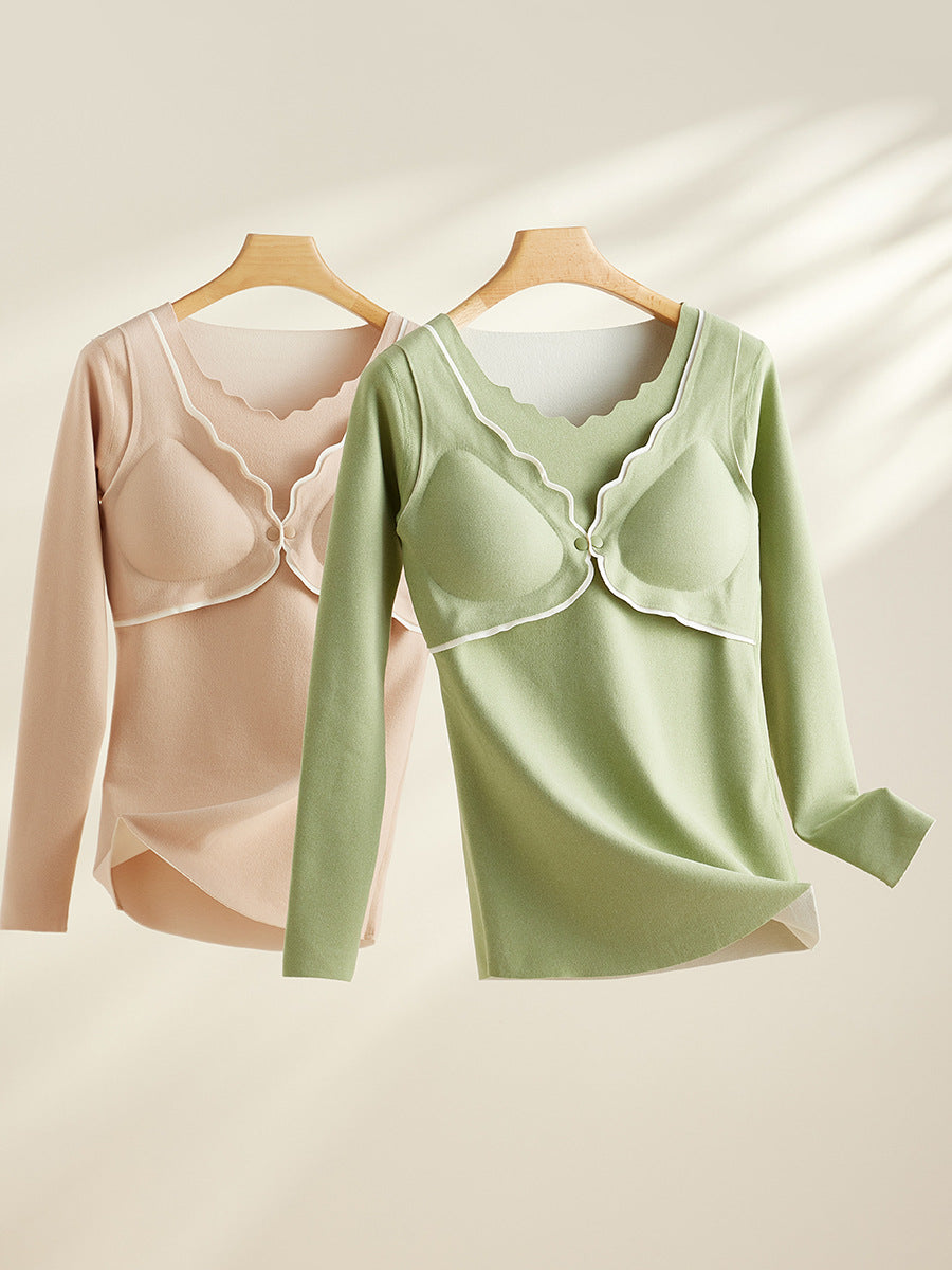 Maternity Autumn and Winter Thermal Underwear Nursing Sleepwear All-Season Warm No-Wear Underwear Postpartum Maternity Top Base Layer