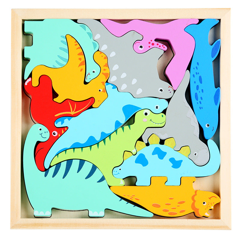 Cross-Border Children's Wooden Three-Dimensional Hexagonal Puzzle Animal Transportation Puzzle Building Blocks Early Education Educational Toys