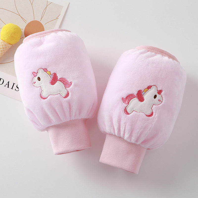 Children's Sleeve Lined Crystal Velvet Anti-Stain and Dirt-Resistant Autumn and Winter New Style Cute Three-Dimensional Embroidery for Boys and Girls