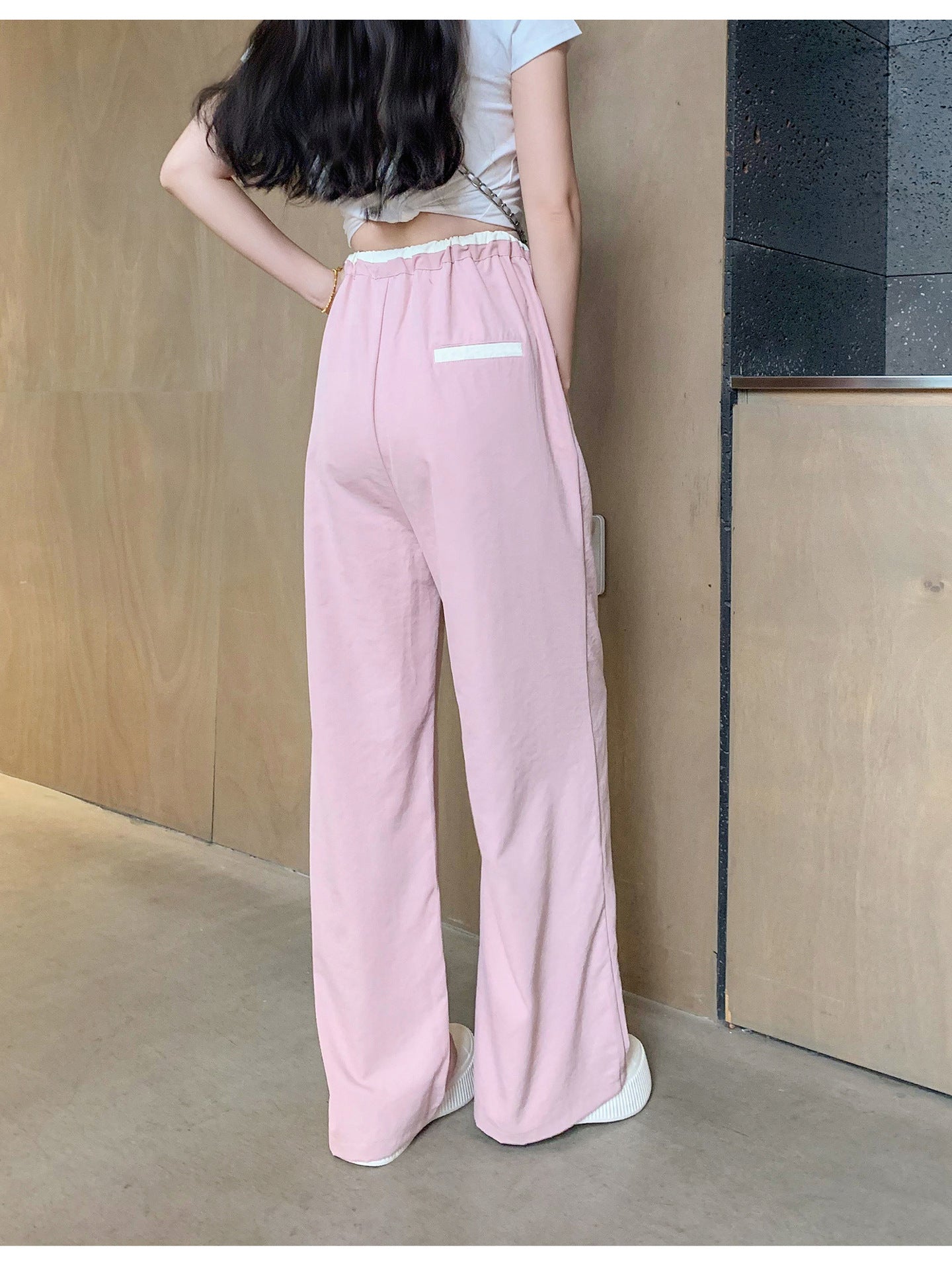 Spring and Summer Pregnant Women's Drawstring Ice Silk Wide Leg Pants Pregnant Women's Summer Thin Texture Sense Dipping Yamamoto Pants Casual Small