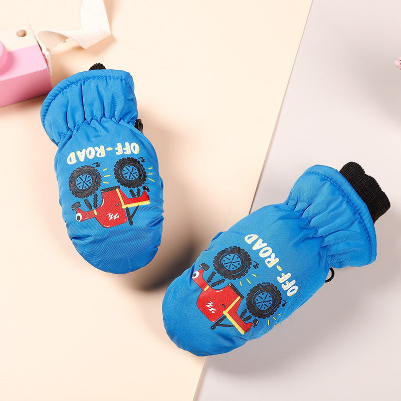 3-10 children's ski gloves outdoor riding gloves winter warm waterproof children's gloves play snow not wet hands