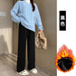 Maternity clothes 2024 autumn and winter New Korean style fashionable cashmere stripe fleece-lined thickened belly support wide-leg pants for pregnant women