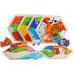 Cross-Border Children's Wooden Three-Dimensional Hexagonal Puzzle Animal Transportation Puzzle Building Blocks Early Education Educational Toys