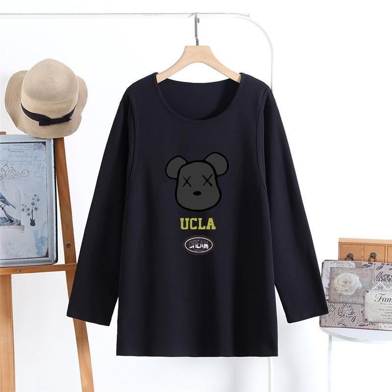 Breastfeeding Long-sleeved T-shirt Top Long-sleeved Korean Pregnant Women Autumn Loose Breastfeeding Moon Clothing Home Pajamas Autumn and Winter