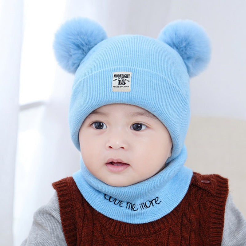 Factory direct supply knitted cap net red explosion children's cap fur ball cap baby ear warm cap wholesale custom hat
