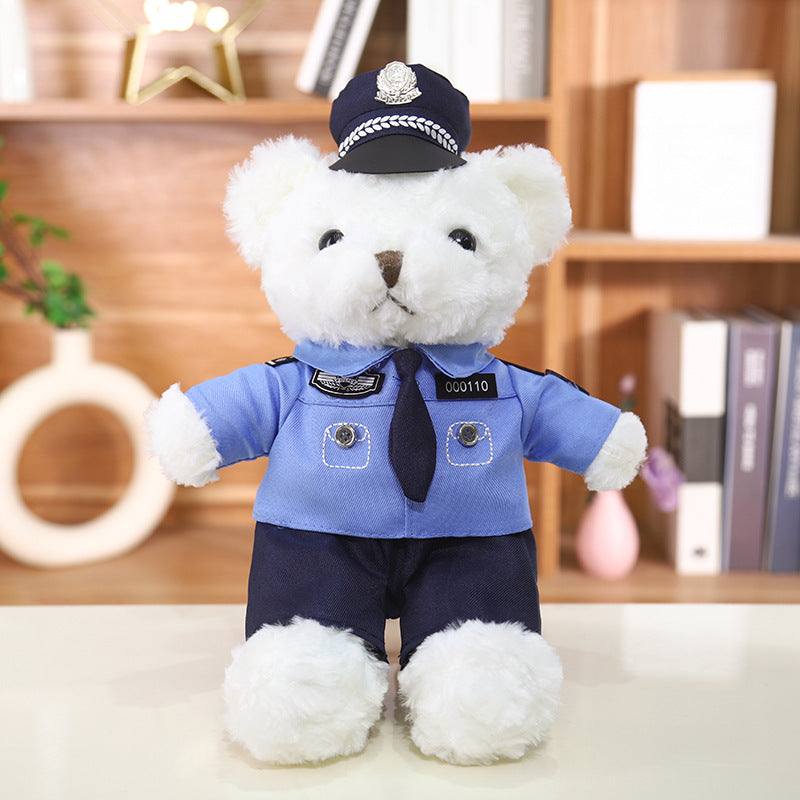 Police Bear Doll Traffic Police Bear Doll Uniform Fire Suit Teddy Bear Plush Toy Internet Red Bear Doll
