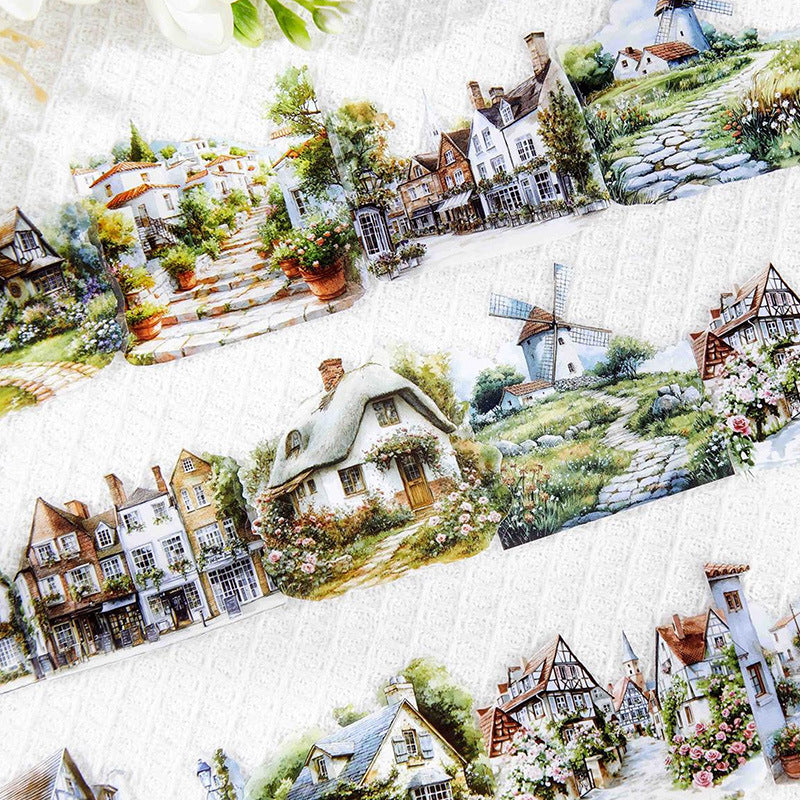 Pet Sticker Pack Scenery Collection Series Retro Nordic Style Architecture House Journal Landscaping Stickers Cross-Border