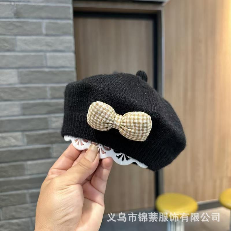 Spring and Autumn Korean Style Baby Boy and Girl Candy Color All-match Knitted Beret Children's Western Style Casual Wool Hat Paintler Hat