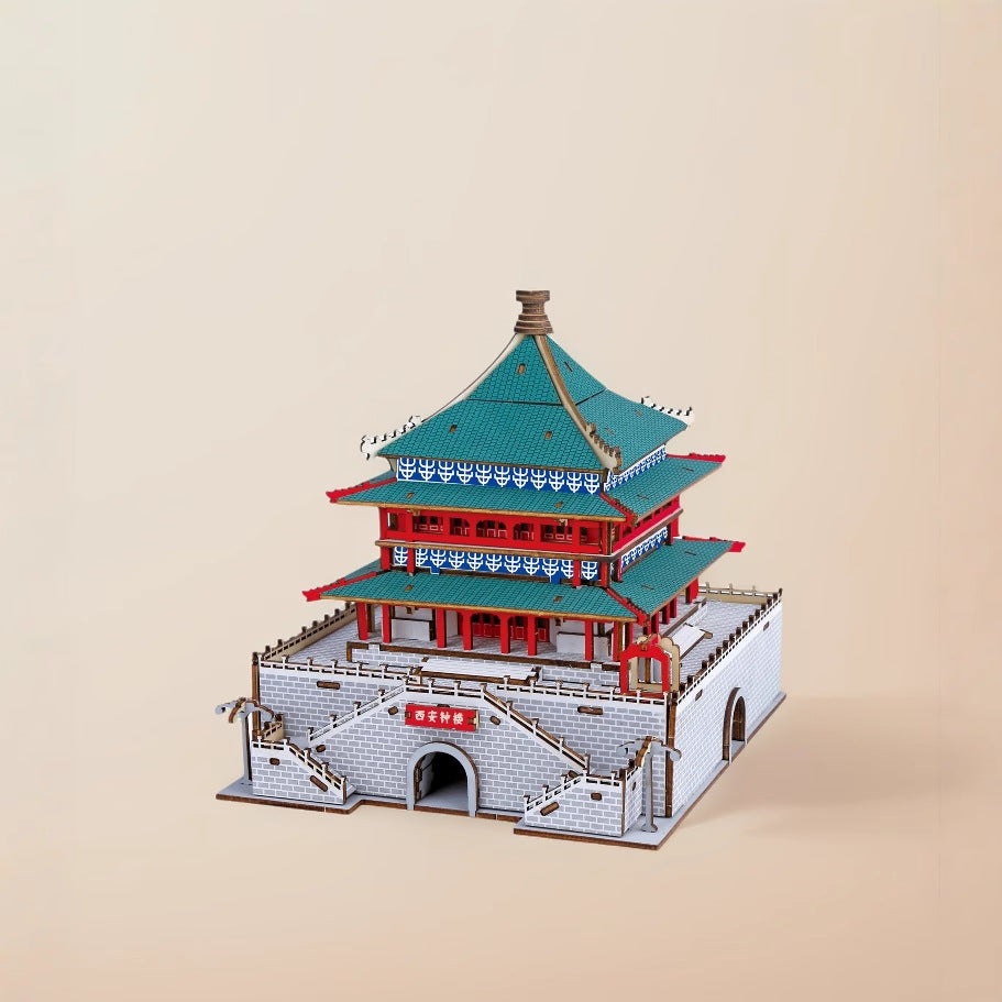 Three-Dimensional Puzzle Ancient Style 3D Model Building Assembled Wooden Kidsren's Educational House Toy Building Blocks Temple of Heaven Mortise and Tenon