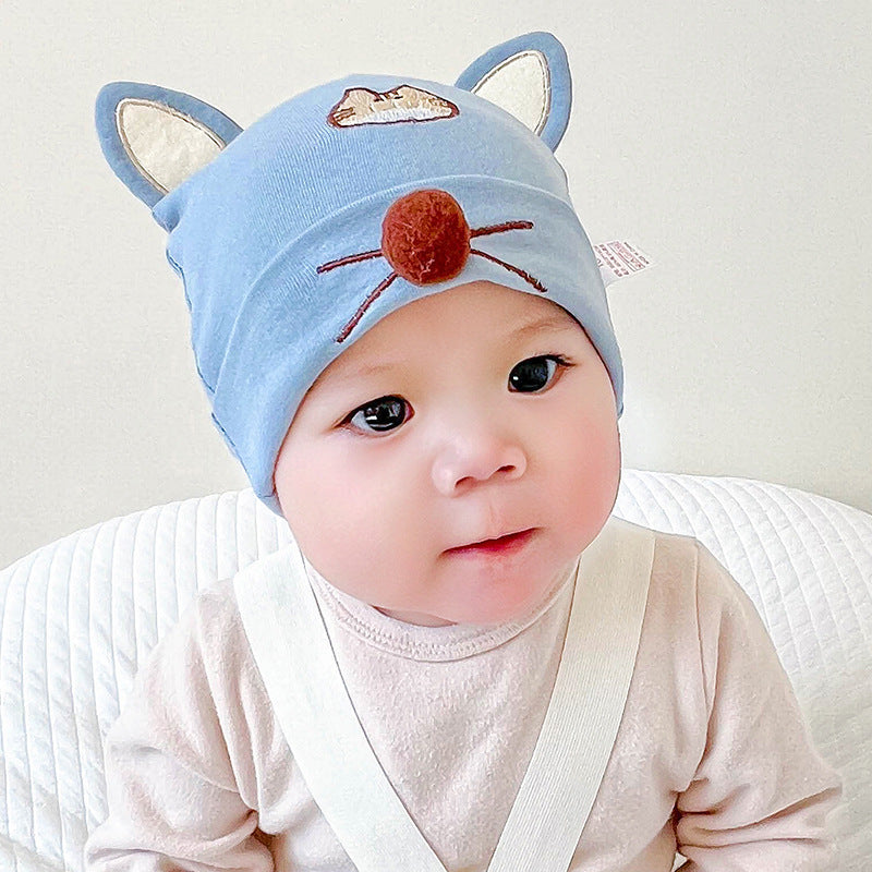 Katu Bear Infant Hat Spring & Fall 3-6-12 Months Male and Female Baby Pullover Hat Cotton 100-Day Sleeping Hat