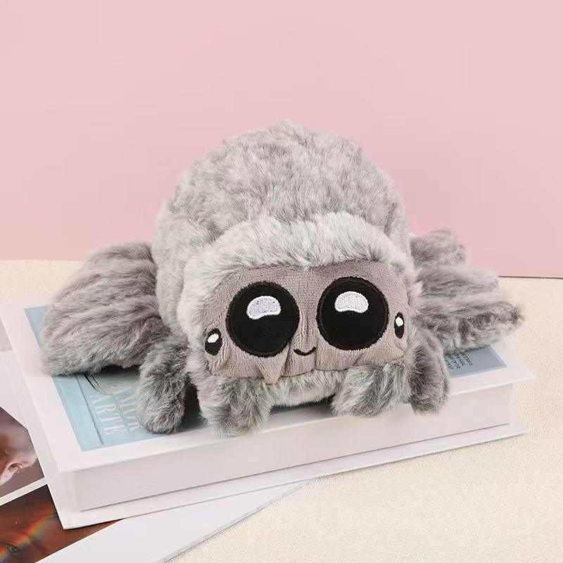 Cross-border simulation small spider doll Luca spider black and white spider doll doll Halloween decoration ornaments