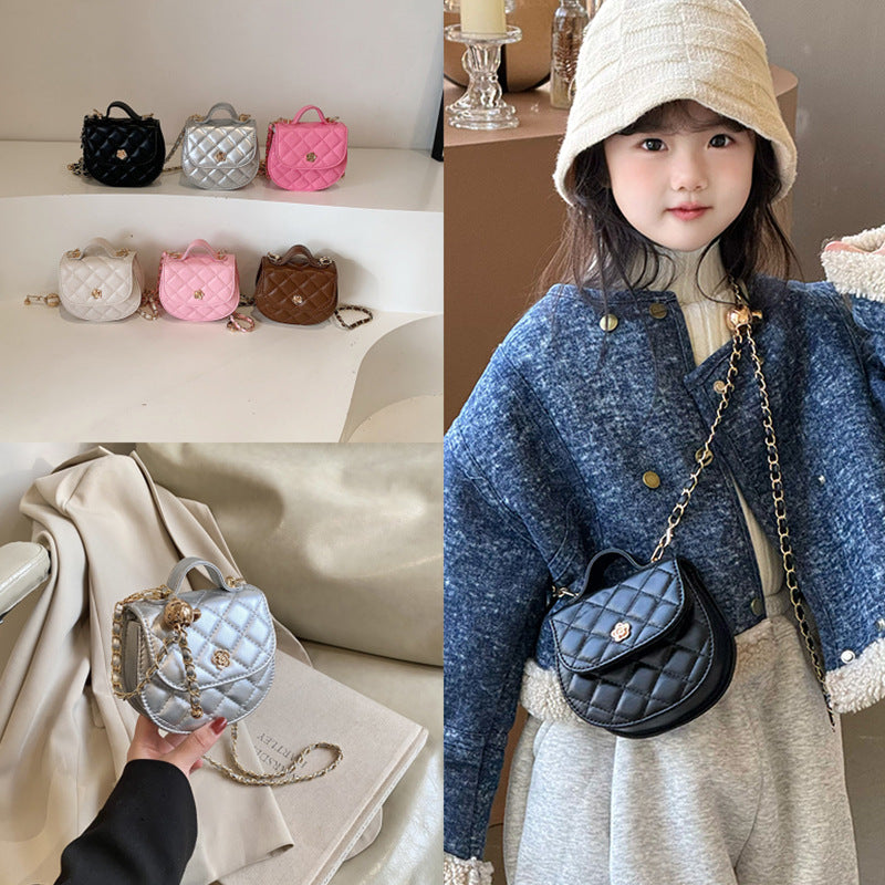 Dropshipping New Personalized Kidsren's Shoulder Bag, Fashionable and Versatile Girl's Crossbody Bag, Pure Color Pu Design Coin Purse