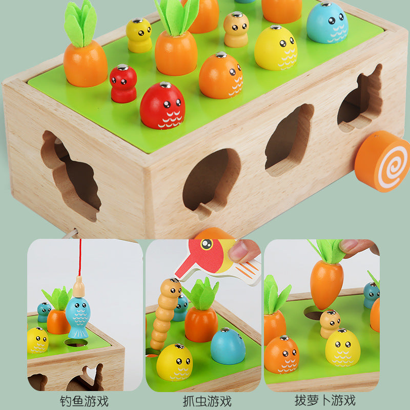 3 Cross-Border Kidsren's Educational Toys Farm Orchard Shape Building Blocks Matching Insect Catching and Carrot Pulling Intelligence Box Toys