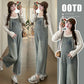 Pregnant women spring 2025 spring new Korean casual pregnant women Denim suspenders modal T suit two-piece set