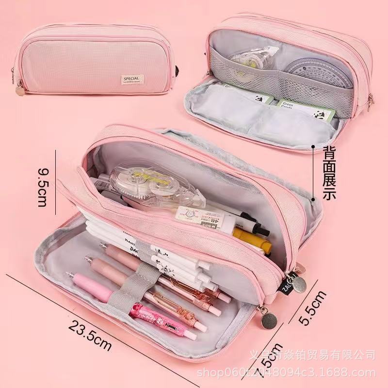 Korean Style Boat-Shaped Large-Capacity Multi-Layer Oxford Pencil Bag Multi-Functional Portable Stationery Box Simple Student Storage Pencil Bag