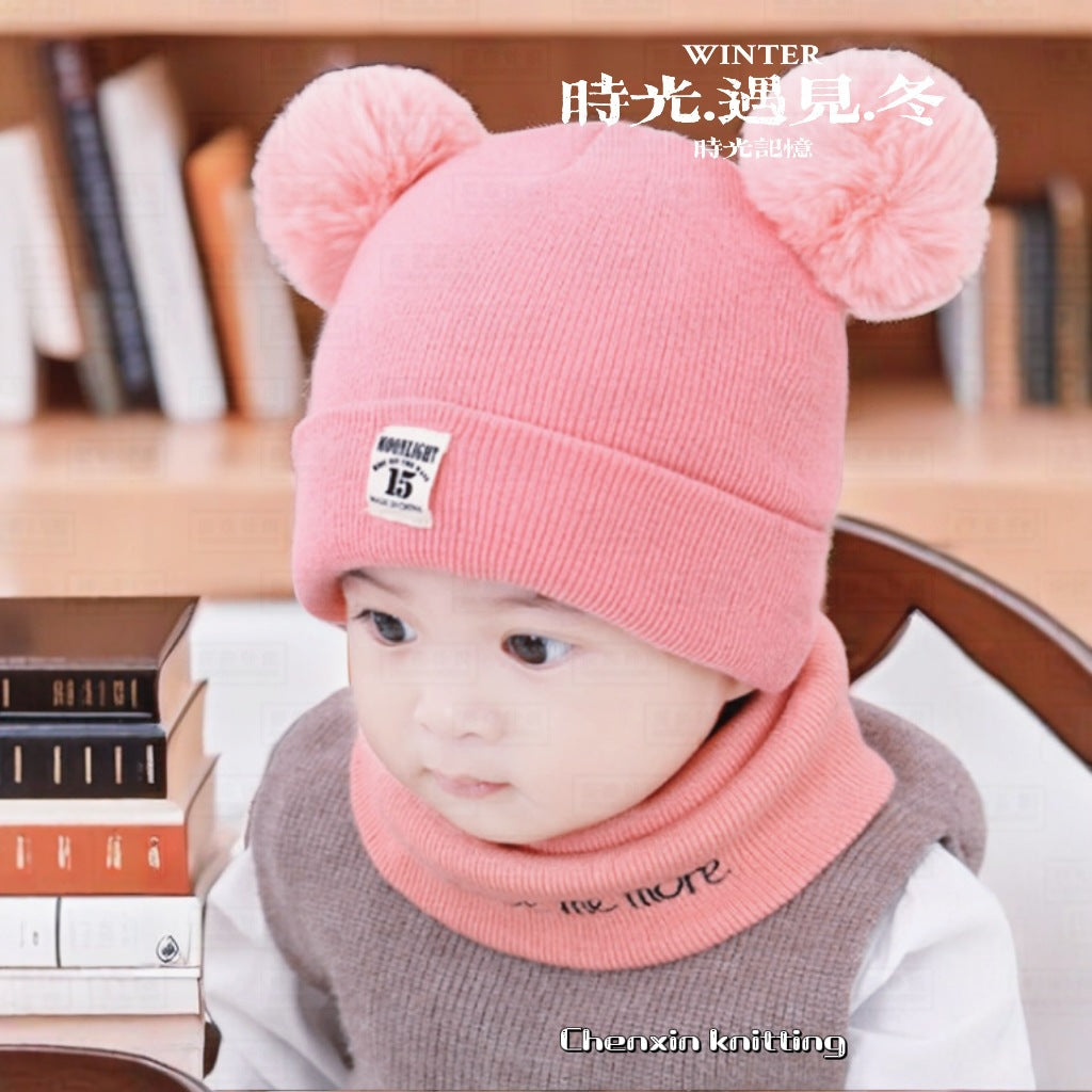 Factory direct supply knitted cap net red explosion children's cap fur ball cap baby ear warm cap wholesale custom hat