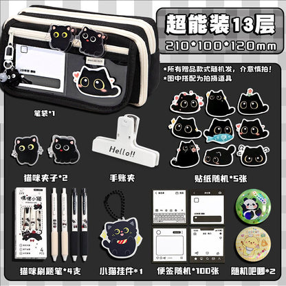 Cat Pencil Bag Large Capacity Transparent Storage Bag for Girls 2025 New Super Popular Stationery Box Student High-Looking Pencil Bag