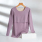 Breastfeeding Autumn Jacket One-Piece Women's plus size Autumn and Winter fleece-lined Pregnant Women's Thermal Underwear Postpartum Maternity Clothing