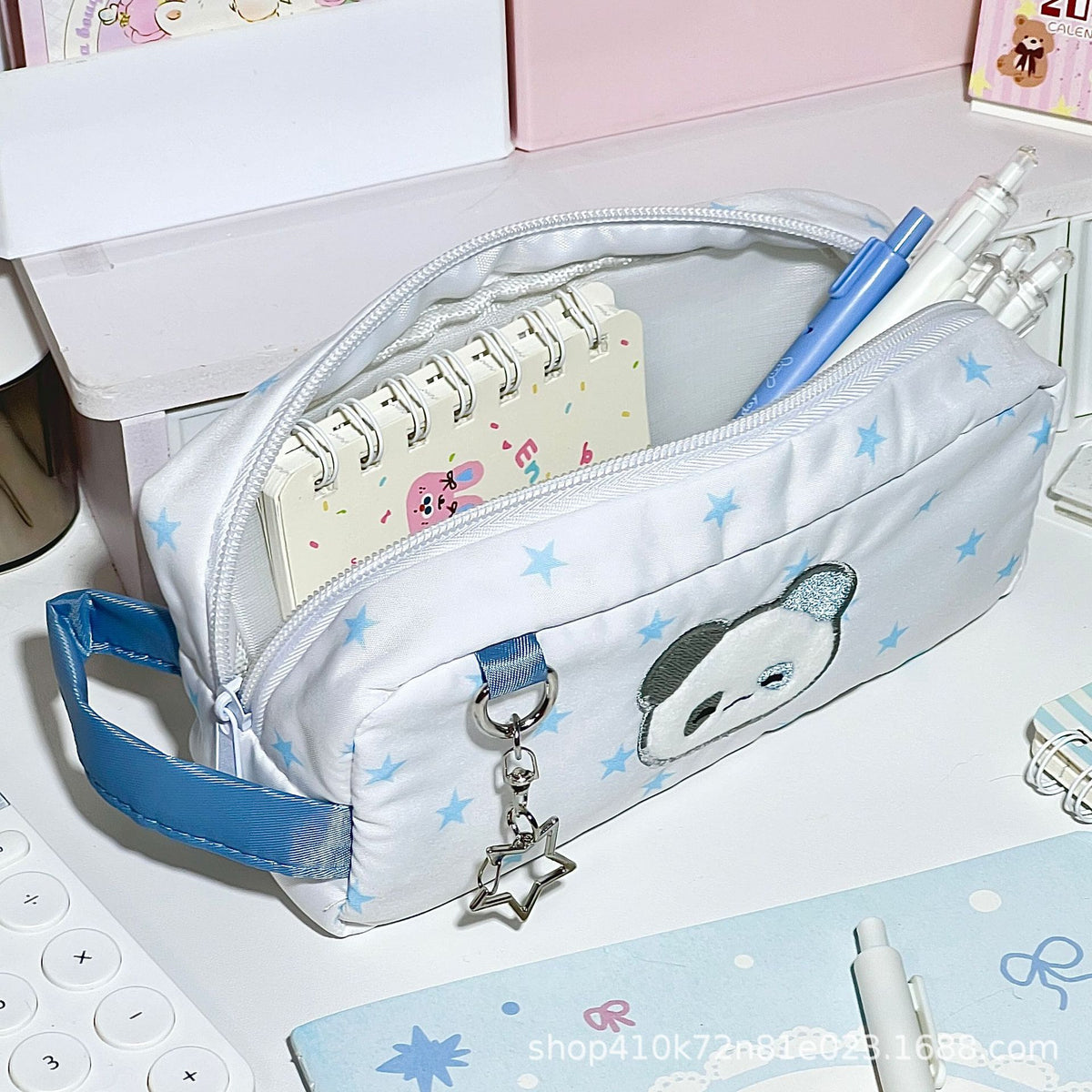 Japanese-Style Cute Star Red Panda Pencil Case Ins High-Value Stationery Box for Middle and Elementary School Students Large Capacity Storage Bag