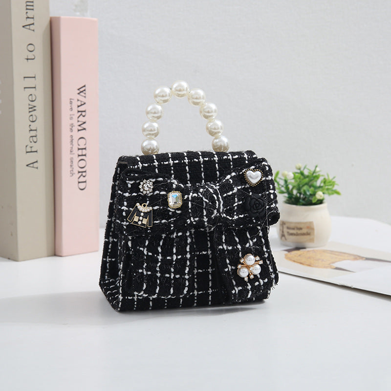 Cross-border new cotton and linen pearl portable children's messenger bag kindergarten children DIY naked bag manufacturers wholesale