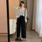 in stock Early Autumn New 2024 Pregnant Women's High Waist Slimming Casual Pants Women's Design Sense Pear-Shaped Figure Nine-point Haren Pants