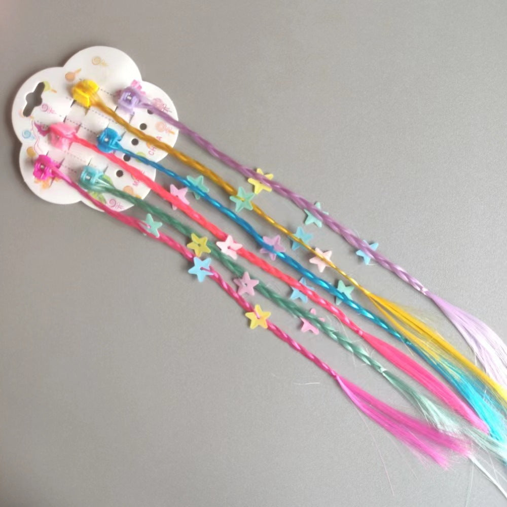 New Children's Colorful Clamp Small Braid Six-color Mixed Butterfly Love Five-pointed Star Wig Braid Performance Dirty Braids