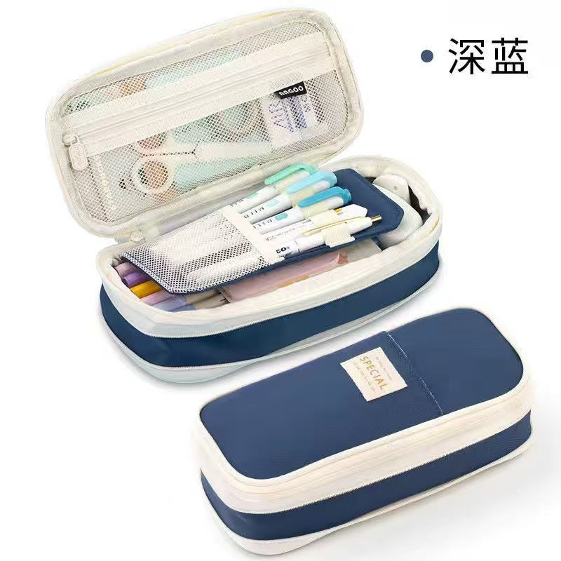 Casual Pencil Case, Large-Capacity Stationery Box, Good-Looking High School Student Ins-Style Student Stationery Bag, Stain-Resistant Primary School Pencil Case