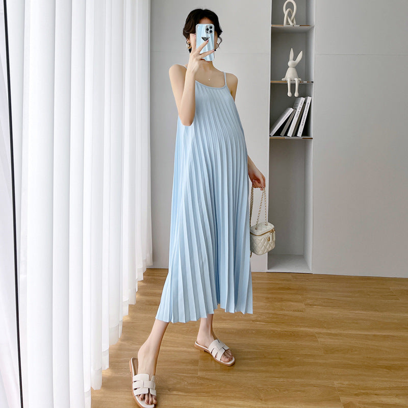 Real shot spot 2023 spring new net red maternity sling two-piece slimming sunscreen breastfeeding dress