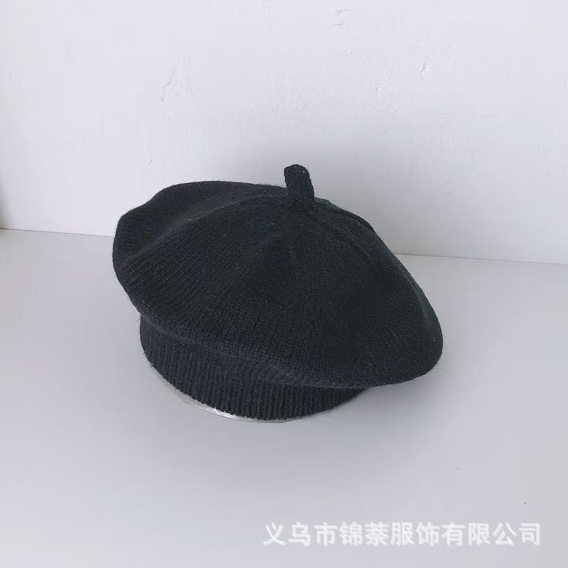 Spring and Autumn Korean Style Baby Boy and Girl Candy Color All-match Knitted Beret Children's Western Style Casual Wool Hat Paintler Hat