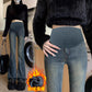 Pregnant women's flared pants cement gray autumn and winter jeans belly pants simple casual pants