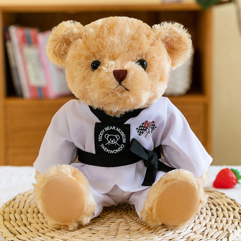 Taekwondo bear doll plush toy teddy bear doll doll martial arts hall activity gift can add LOGO