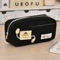 Internet Celebrous Explosions Zipper Dog Repair Pencil Bag Girls High Color Value Large Capacity Double Layer Storage Bag Puppy Pencil Bag Factory