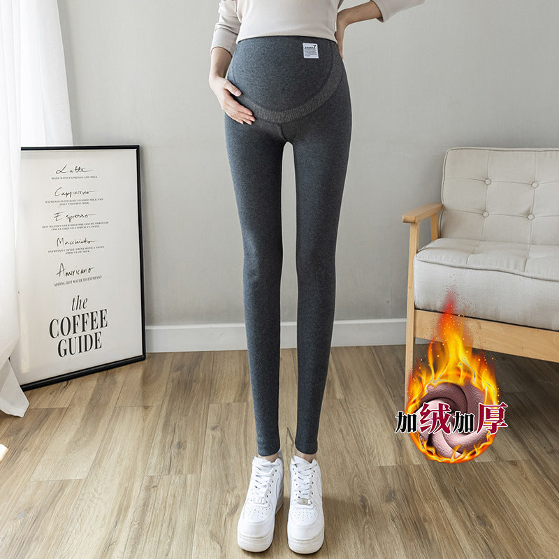 Pregnant Women's Leggings Spring and Autumn Outer Wearing Cotton plus size Autumn Pants fleece-lined Belly-supporting 150.00kg Pregnant Women's Nine-point Pants