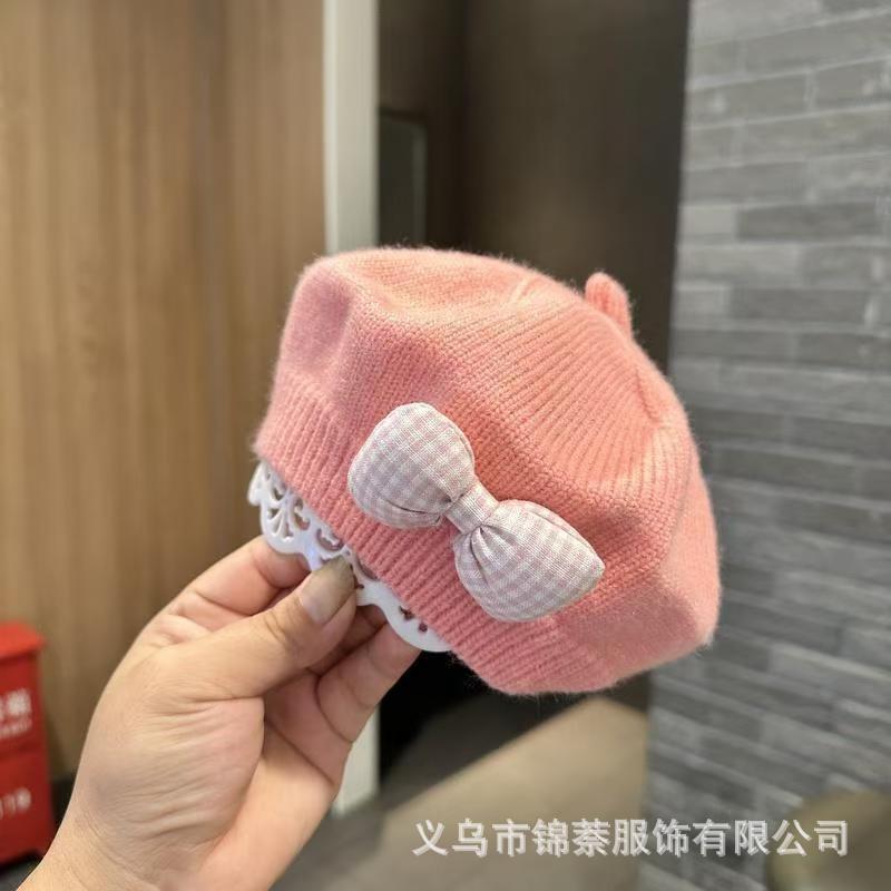 Spring and Autumn Korean Style Baby Boy and Girl Candy Color All-match Knitted Beret Children's Western Style Casual Wool Hat Paintler Hat