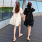 Maternity Summer 2023 New French Sweet Square Collar Puff Sleeve A- shaped High Waist Slimming Loose dress Women