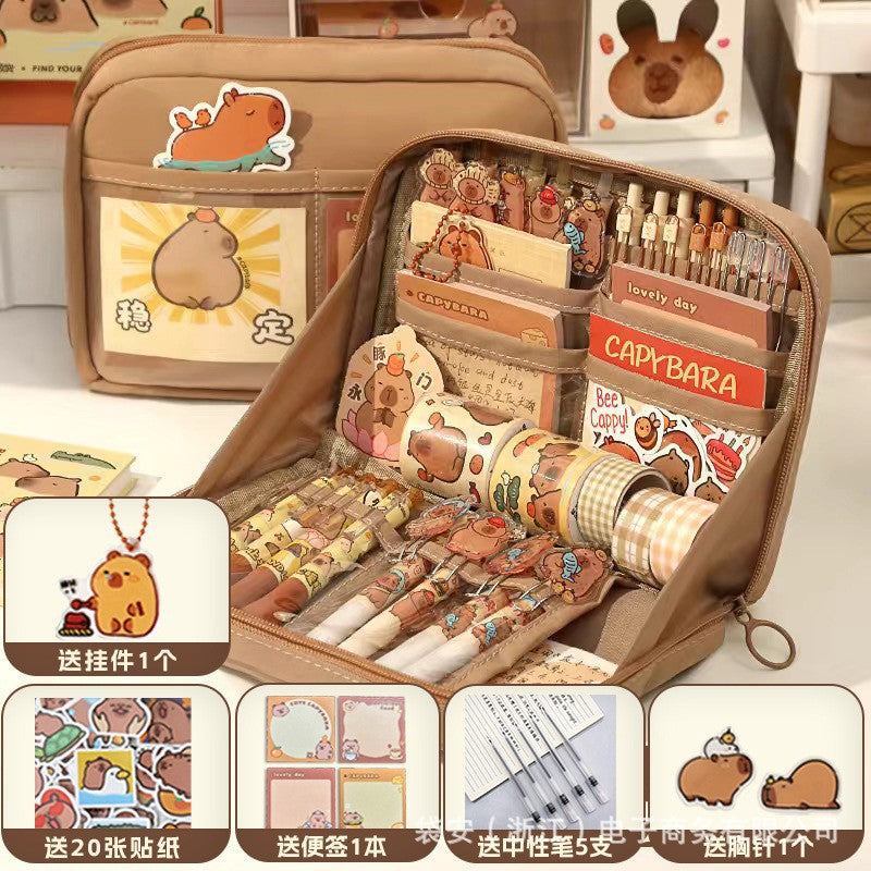 Capibala Capybara Pencil Case Large Capacity 12-Layer Coffee Maillard High-Value Multi-Function Pencil Case