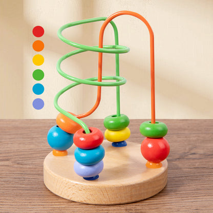 Children's Early Education Second-Line and Third-Line Bead Puzzle Beaded Hand-Eye Coordination Animal Maze Track Trailer Wooden Toy