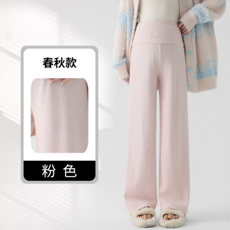 Lamb Fleece Pregnant Women's Pants Autumn and Winter fleece-lined Outer Wear Loose Dipping Wide-leg Pants New Non-abdominal Glutinous Rice Pants