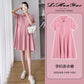 Pregnant Women's Dress Women's Summer Trendy Mom Thin Short-sleeved Top Pink Polo Collar Fashion Nursing Summer Dress