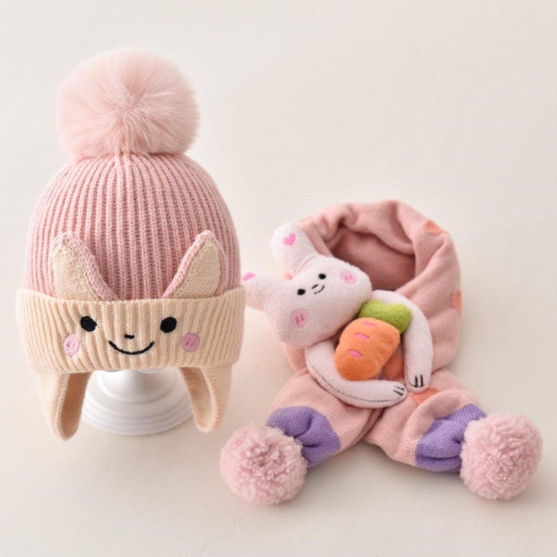 Children's Hat Boy's Winter Baby's Wool Hat Ear Protection Boy's Scarf suit Girl's Baby Toddler Autumn and Winter