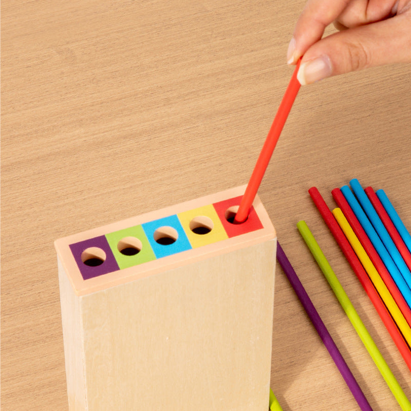 Early Education Children's Three-in-One Stick Game Baby Stick Color Classification Pitching Montessori Wooden Toys