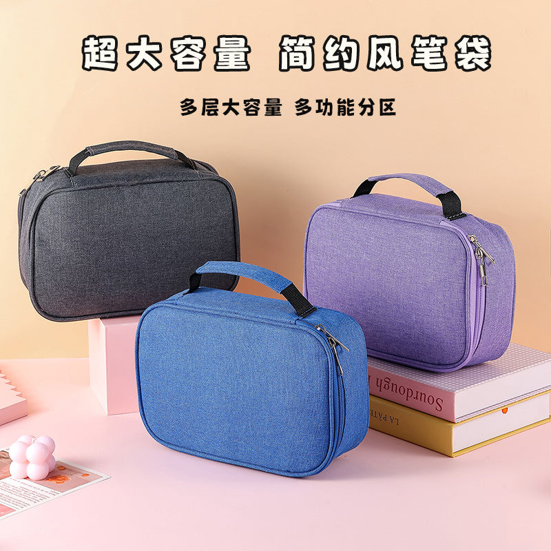 Cross-Border Satchel Large-Capacity 72-Hole Multi-Functional Student Art Student Color Lead Brush Pencil Stationery Storage Bag