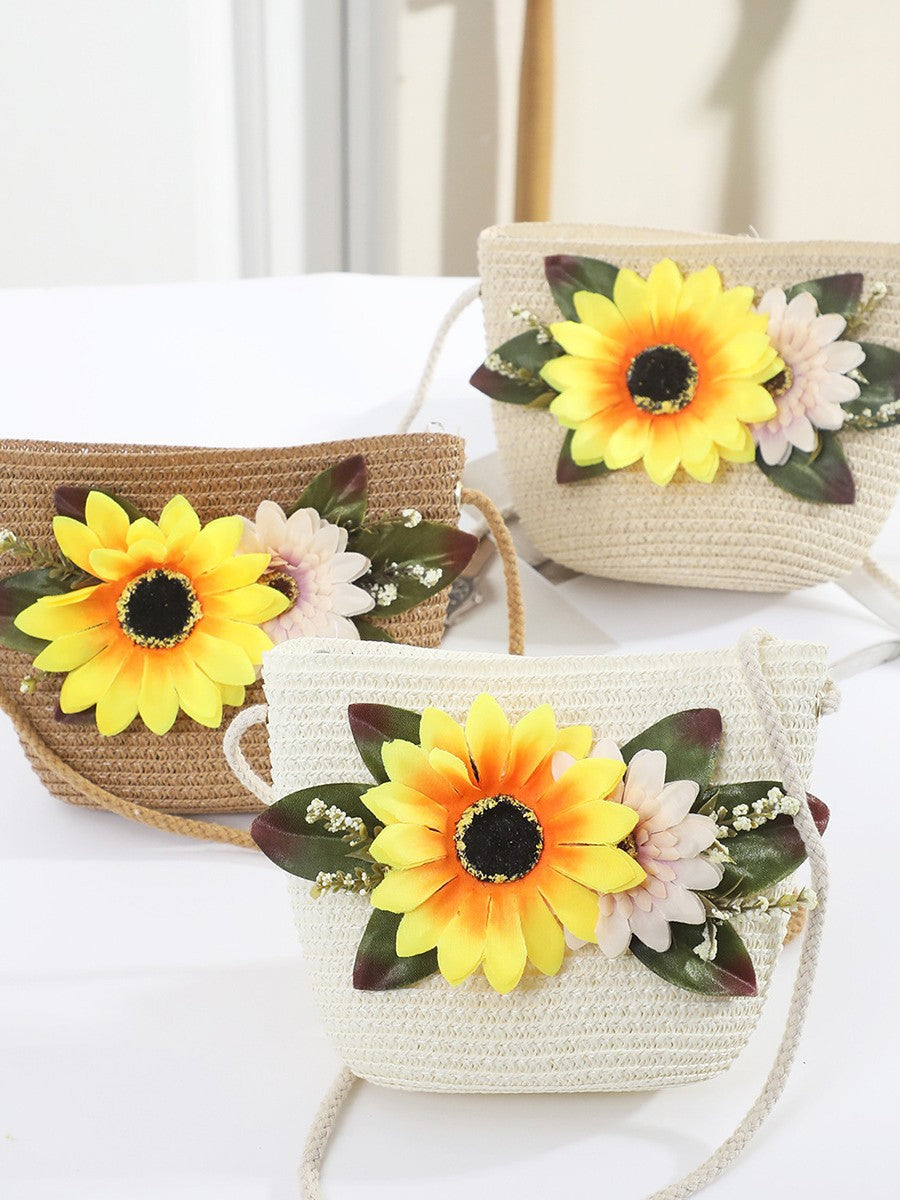 Straw Handmade Bow Woven Mobile Phone Bag Cross-border Hot Selling Women's Crossbody Seaside Straw Woven Crossbody Woven Bag Factory