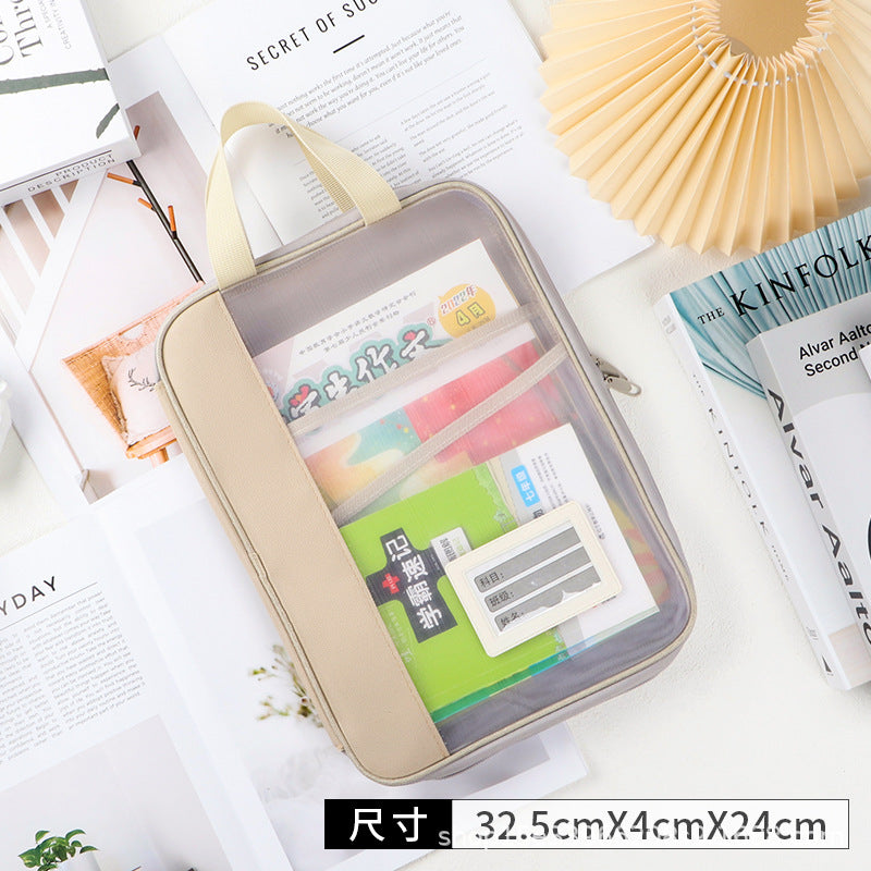 Factory Spot L-Shaped File Bag, Transparent File Bag, Handbag, Student Tutoring Bag, Test Paper Homework Bag, Study Bag