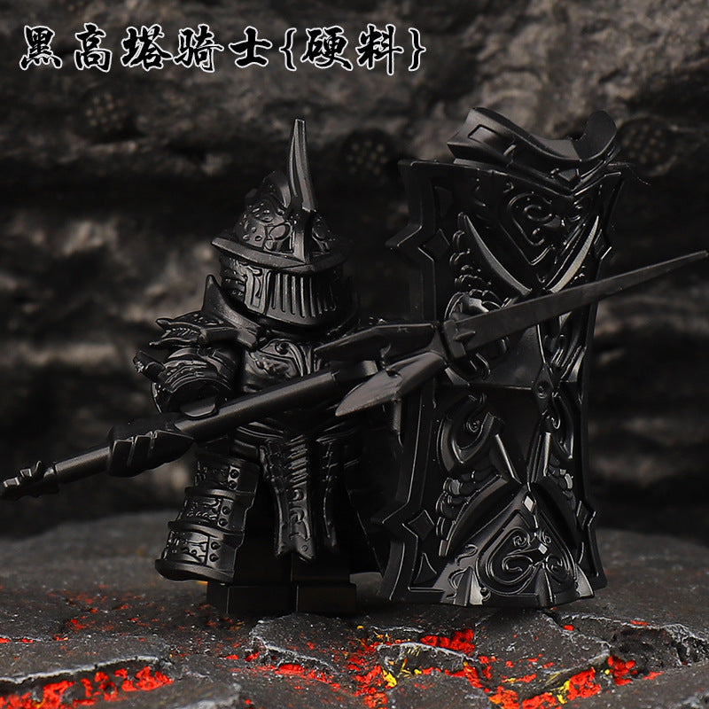 Black High Tower Knight Frost Silver Barrier Battle Guard Soul Third Party Minifigure Building Block Toy Boy Compatible with Lego Foreign Trade