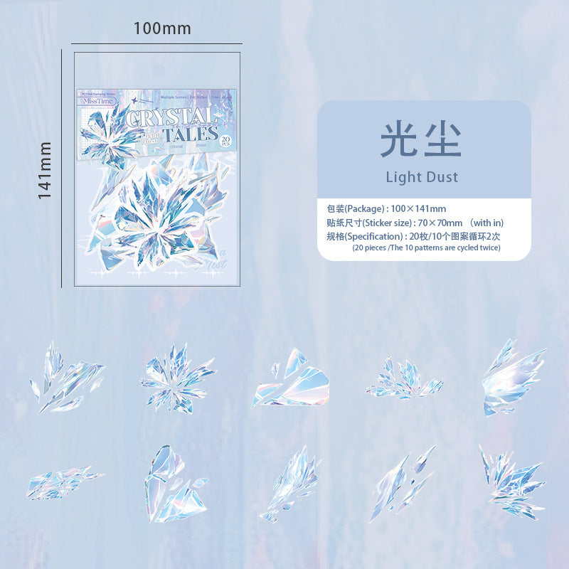 Pet Sticker Pack Crystal Story Series Crystal Ore Silver Hot Stamping Die-Cut Journal Decoration Stickers Cross-Border