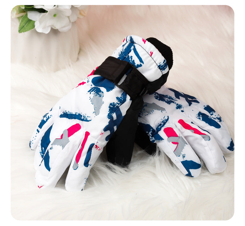 3-10 children's ski gloves outdoor riding gloves winter warm waterproof children's gloves play snow not wet hands