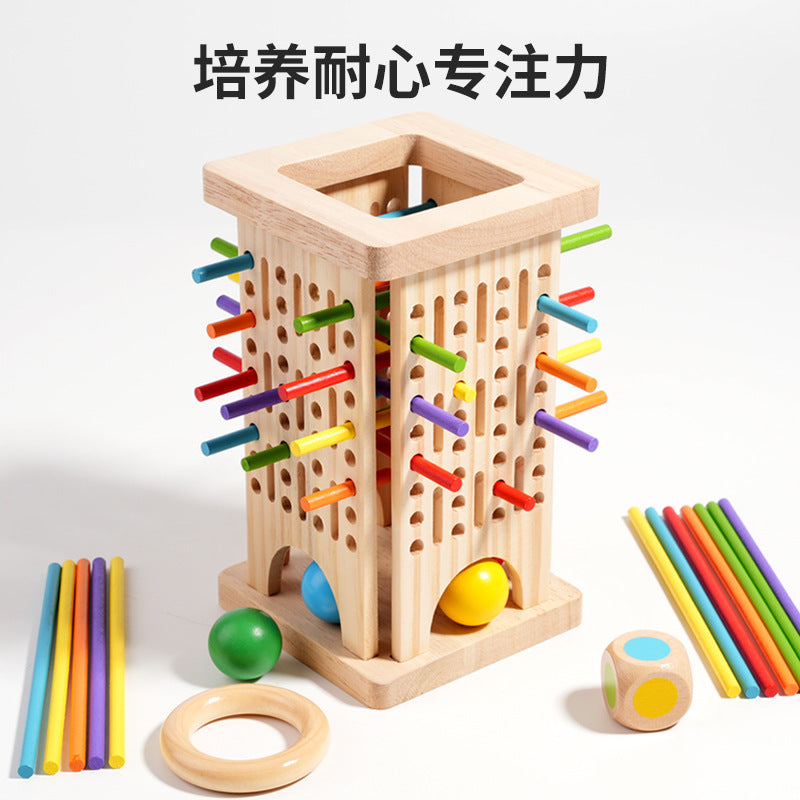 Early Education Children's Three-in-One Stick Game Baby Stick Color Classification Pitching Montessori Wooden Toys