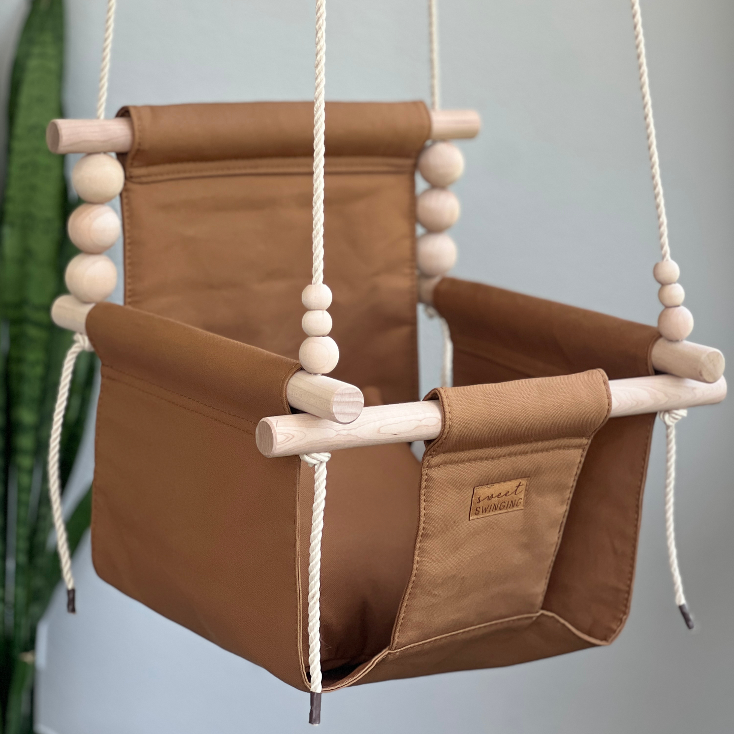 Organic Cotton Indoor High Back Baby & Toddler Swing-Toffee