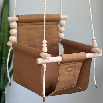 Organic Cotton Indoor High Back Baby & Toddler Swing-Toffee